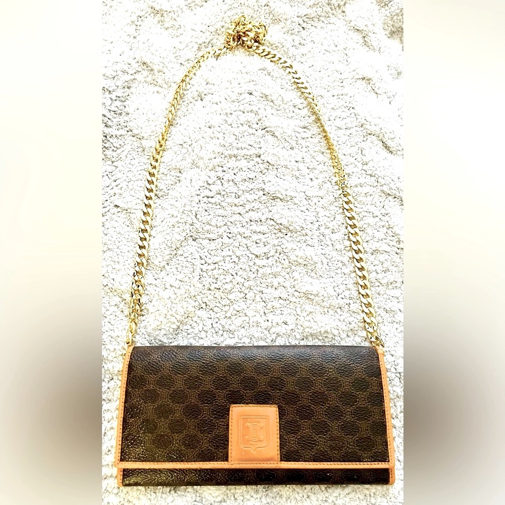 Celine Triomphe Leather PVC Macadam Crossbody Long Wallet with Unbranded…